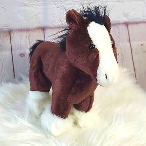 GANZ Webkinz Realistic Brown Clydesdale Horse Plush Stuffed Animal Toy No Code